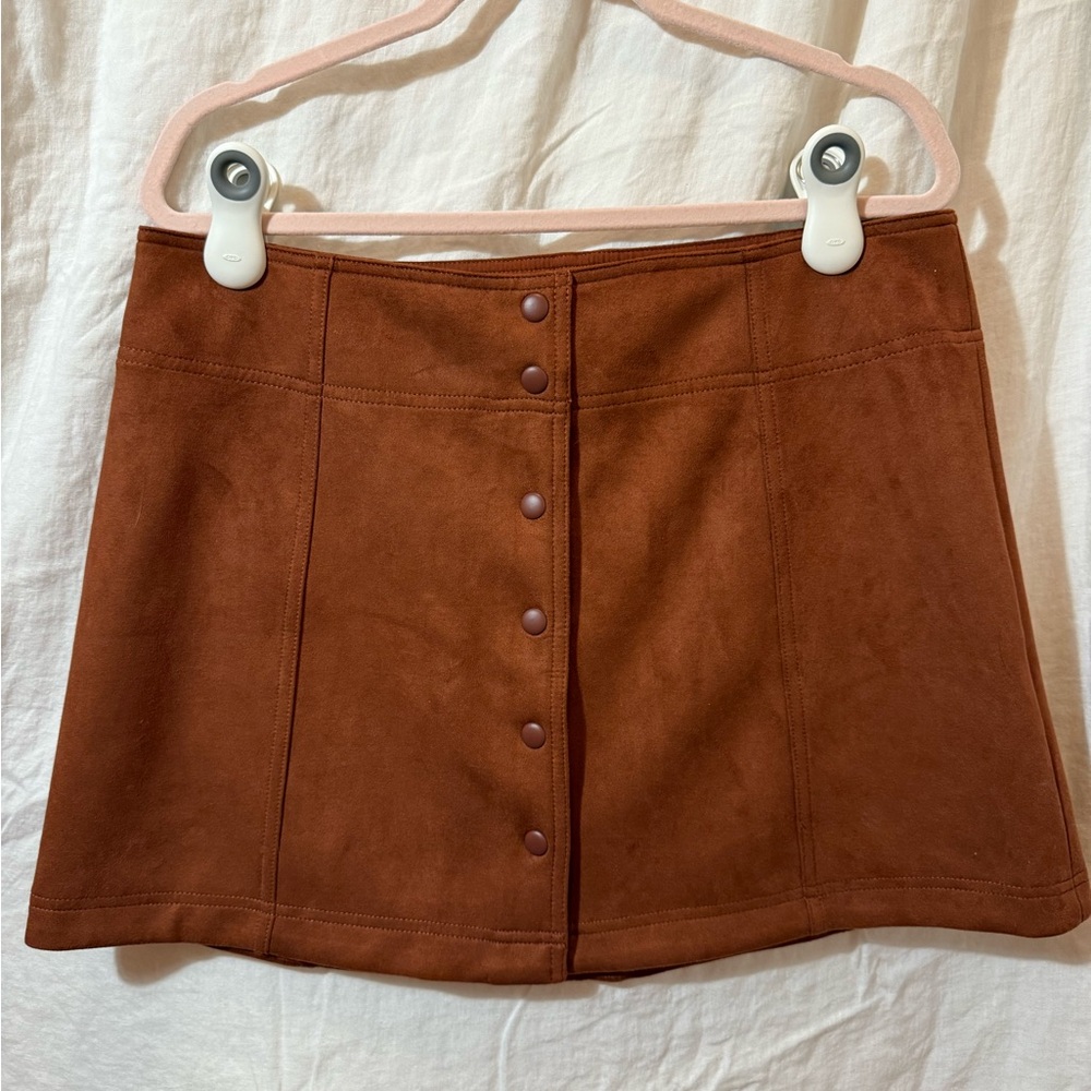 GAP Button-Front A-Line Skirt in Warm Brown